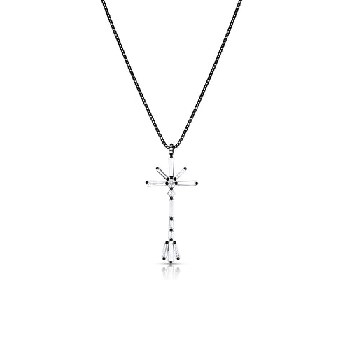 Dominique Cohen tapered diamonds limited edition narrow cross pendant necklace, in 18k black gold<span class='visuallyhidden'>; shop help at 760-978-9297.</span>